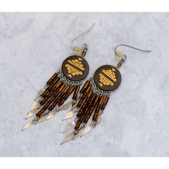 Vintage Festival Egyptian Tribal Ethnic Dangle  Earrings Earrings - CS1 - Picture 1 of 2